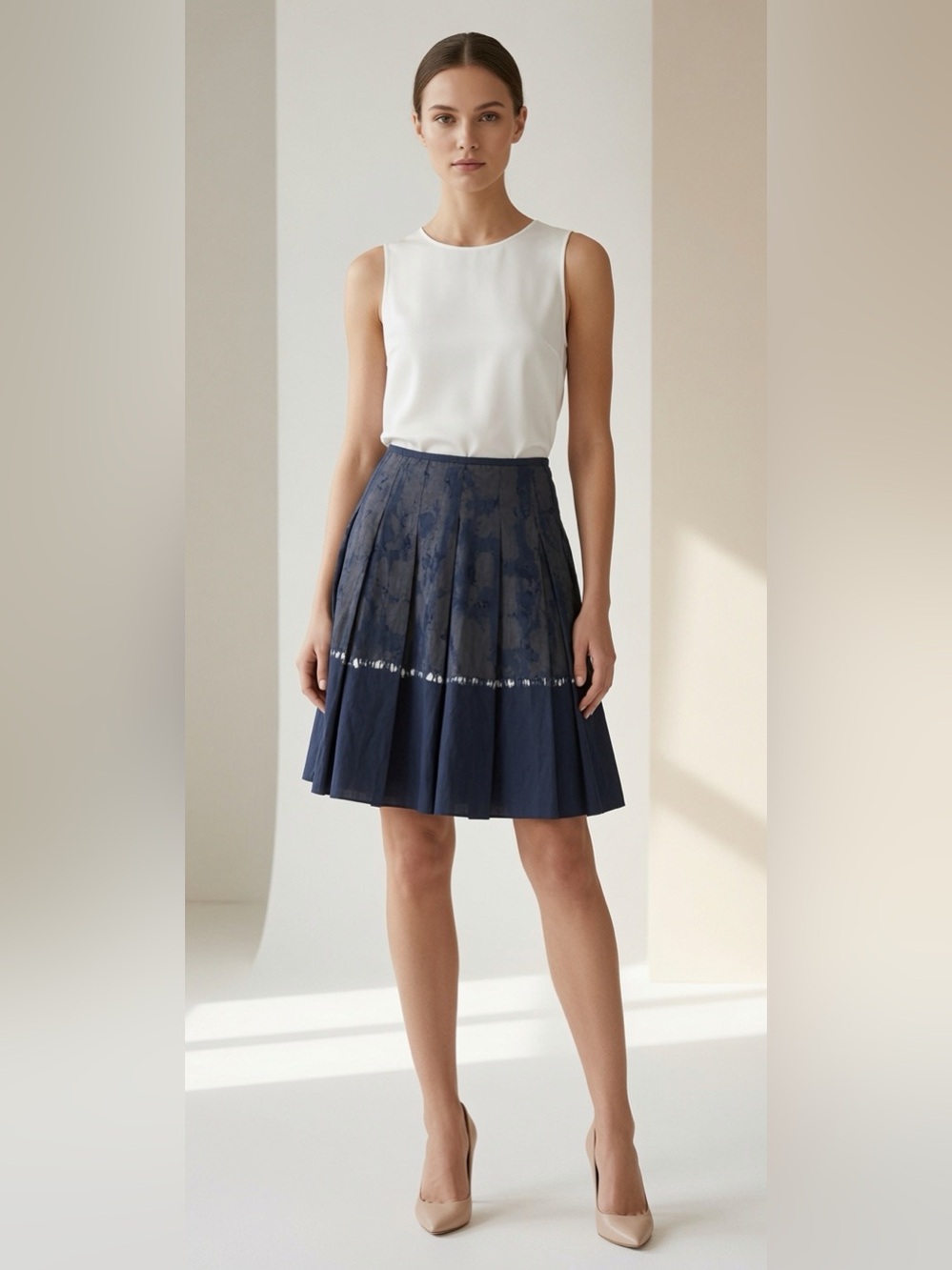 Prada Brown and Black Tie-Dye A-Line Pleated Skirt — unique vintage